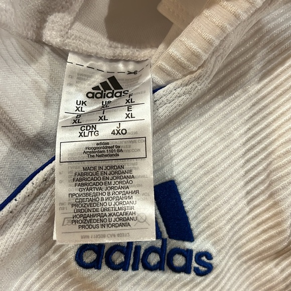 Brand New Adidas Football Team Activewear White & Blue Jersey Shirt! - Picture 9 of 10